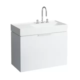 Laufen Kartell Тумба с раковиной, 89.5х45.5х61.5см, с 1 выдвиж. ящиком с полкой, с сифоном, покрытие LLC, цвет: белый глянцевый