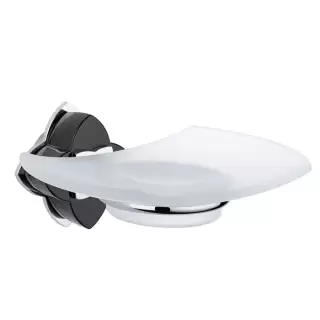 THG Pétale de cristal noir Мыльница стеклянная, подвесная, цвет: хром/черный хрусталь