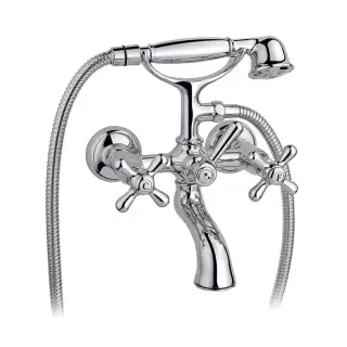 Nicolazzi Nuova Brenta Смеситель для ванны настенный, с 2мя ручками, с душевой лейкой, цвет: хром