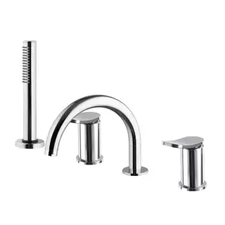 Fima Carlo Frattini Flo Смеситель на борт ванны, на 4 отв., с ручным душем, цвет: хром