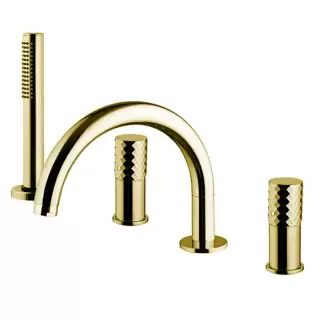 Fima Carlo Frattini Spillo Tech Смеситель на борт ванны, на 4 отв., с ручным душем., цвет: золото