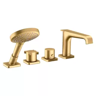 Axor Citterio E Смеситель на борт ванны, 4 отв., термостатический, с ручным душем, цвет: шлифованная медь