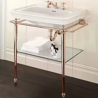 Devon&Devon Etoile Консоль 78х53см, с раковиной на 3 отв, напольная, цвет: золото/белая