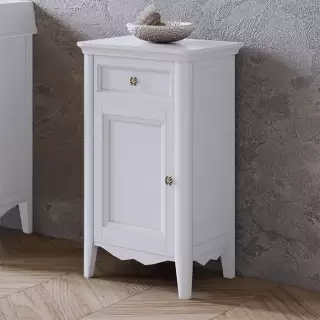 TW Veronica Nuovo тумба напольная с 1-й дверцей, 1-м выдвижным ящиком, доводчиками Blum, ручки бронза,  SX - петли слева, цвет: белый