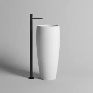 Salini Armonia 203 Раковина напольная 47х47х90cм., без отв., без перелива, донный клапан "Up&Down", материал: S-Sense, цвет: глянцевый белый