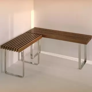 Eﬀegibi Topkapi Скамейка 75x35x44см, цвет: нержавеющая сталь/бирманский тик