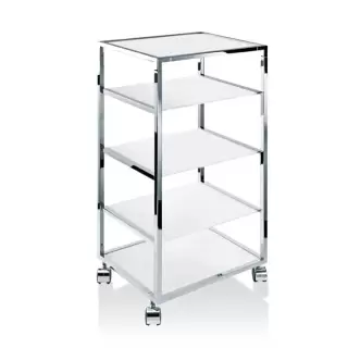 Decor Walther RW 2 Стеллаж передвижной 38x30x80см, стекло белое, напольный, цвет: хром