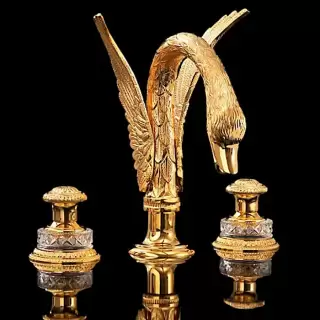 Devon&Devon Excelsior Swan Смеситель для раковины на три отверстия, цвет: золото 24к