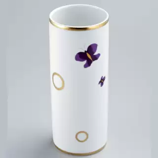 THG CAPUCINE MAUVE DECOR OR Ваза керамическая, настольная, декор золото/лиловый, цвет: белый