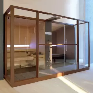 Effegibi Logica Сауна с хаммам и душем 373x250x226см, пристенная, цвет: Soft Sand