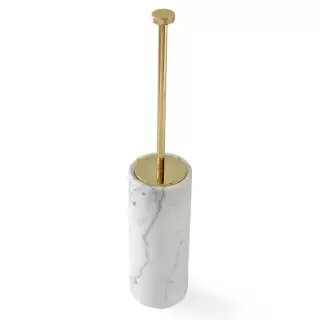 3SC Apuana 2.0 Ершик туалетный напольный d11xh65 см, цвет: мрамор White Statuario/латунь сатинированная матовая