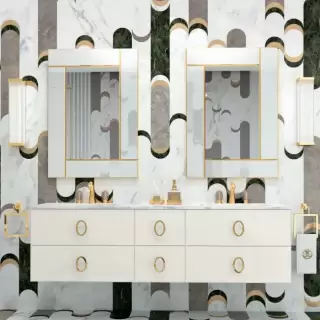 Oasis Daphne Композиция №24 Комплект мебели подвесная, 179х52.5хh220см, цвет: Bianco glossy/золото