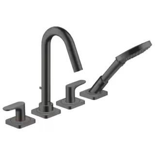 Axor Citterio M Смеситель на борт ванны, на 4 отв., с ручным душем, цвет: шлифованный черный хром