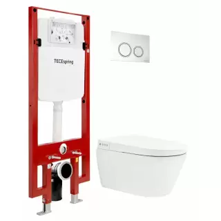 TECEspring Комплект: подвесной УНИТАЗ-БИДЕ + застенный модуль с панелью смыва хром