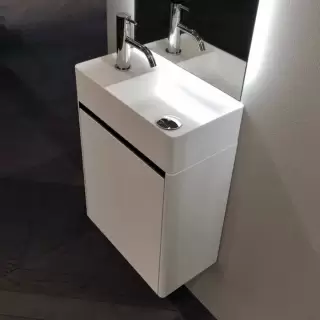 Antonio Lupi Simplo Комплект подвесной мебели 45х25хh50см, с раковиной, с 1 дверцей SX, цвет: белый goffrato