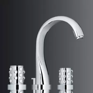 THG Mossi Смеситель для раковины, 3 отв., цвет: хром/прозрачный хрусталь