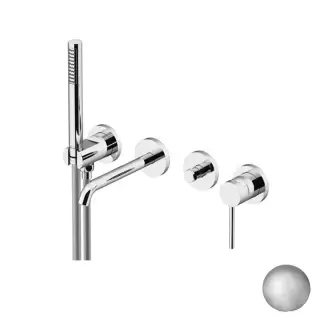 Gattoni Circle Two Смеситель встраиваемый для ванны на 4 отв, с ручной лейкой с внутр.частью, цвет: Nickel Spazzolato