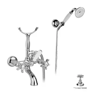 Nicolazzi Half Dome Смеситель для ванны с душем duplex, настенный, 2 отв., излив 155 мм, цвет: хром