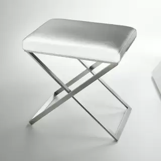 3SC Lino&Lone Стул с сиденьем из гладкой кожи 50хh50х36 см, цвет: белая кожа/никель сатинированный матовый