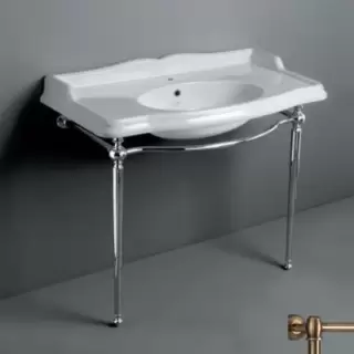 SIMAS Arcade Консоль 90х56см, c белой раковиной на 1 на отв, напольная, цвет: консоли bronzo.