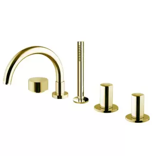 Fima Carlo Frattini So Смеситель на борт ванны, с 5 отв., с ручным душем, цвет: золото