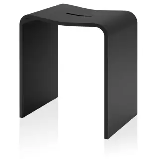 Decor Walther Black Stone Stool Душевая табуретка 46x40x28см, напольный, цвет: матовый черный