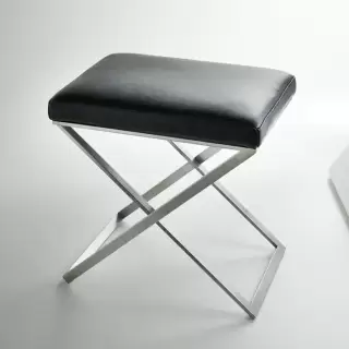 3SC Lino&Lone Стул с сиденьем из гладкой кожи 50хh50х36 см, цвет: черная кожа/никель сатинированный матовый