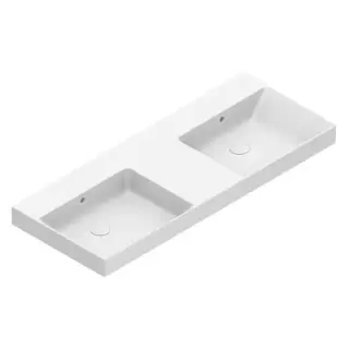 Catalano Zero Раковина 125x50см двойная, без отв., цвет: белый глянцевый