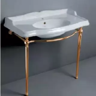 SIMAS Arcade Консоль 90х56см, c белой раковиной на 1 на отв, напольная, цвет: золото