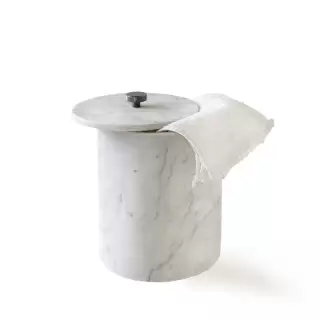 3SC Apuana 2.0 Урна с крышкой d20хh26 см, цвет: мрамор White Statuario/никель черный матовый