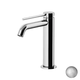 Gattoni Circle Two Смеситель для раковины высокий 177 мм, на 1 отверстие, излив 135 мм, с донным клапаном, цвет: Nickel Spazzolato