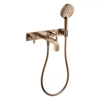 Axor Citterio Смеситель для ванны, встраиваемый, с ручным душем, панель, цвет: полированное красное золото