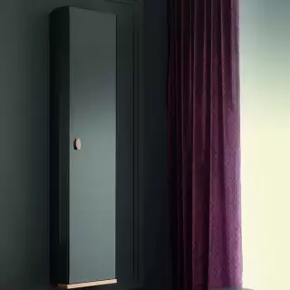 Milldue Edition Dandy Шкаф-пенал 36х23х180см., 1 дверца, ручка матовое розовое золото, подвесной, цвет: глянцевый Grafite