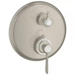 Axor Montreux, Термостат с запорным/ переключающим вентилем, с рычаговой рукояткой, СМ, внешняя часть, цвет: никель шлифованный