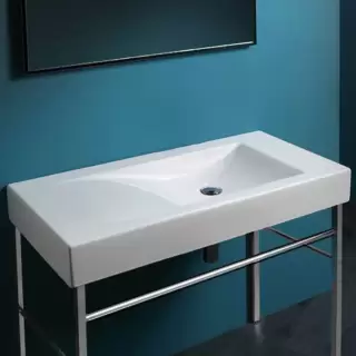 SIMAS Frozen Консоль с раковиной 100х50см с без отв. под смеситель, напольная, цвет: белый/хром