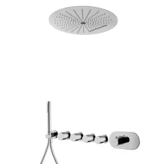 Fima Carlo Frattini Sistemi doccia Душевая Система с верхним душем 40см., смеситель термостатический, с ручным душем, на 4 выхода, цвет: хром