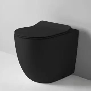 Artceram File 2.0 Унитаз напольный 37х52см, безободковый, слив универсальный, турбо смыв the.reel, saniglaze, цвет: черный матовый