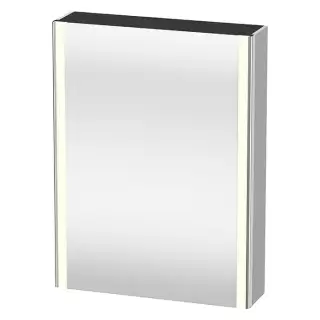 Duravit Xsquare Шкаф зеркальный 60х15.6см., Dx, 1 зерк дверца, 2 стекл полки, 1 дер полка, 1 выкл, 1 розетка, цвет: скандинавский белый шелковисто-матовый