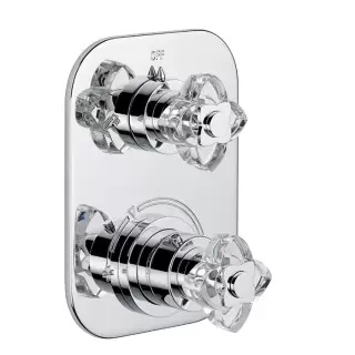 THG Pétale de cristal clair Смеситель для душа, термостатический, с переключателем на 2 потока, цвет: хром/прозрачный хрусталь