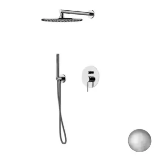 Gattoni Circle Two Комплект для душа со встроенным смесителем с Gbox с ручной лейкой и верхним душем 250 мм, цвет:  Nickel