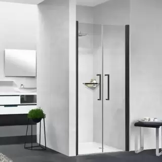 Novellini Young Душевая дверь 77-81х200см., распашная двойная дверь, в нишу, цвет: черный