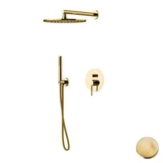 Gattoni Circle Two омплект для душа со встроенным смесителем с Gbox с ручной лейкой и верхним душем 250 мм, цвет: Oro Brush