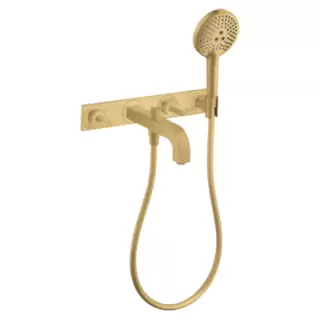 Axor Citterio Смеситель для ванны, встраиваемый, с ручным душем, ручка: рычаг, панель, цвет: шлифованное золото