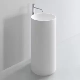 NOORTH milldue edition TUBE Раковина d44xh87 напольная из Ceramilux, слив в стену, без отв., без перелива, цвет: белый матовый