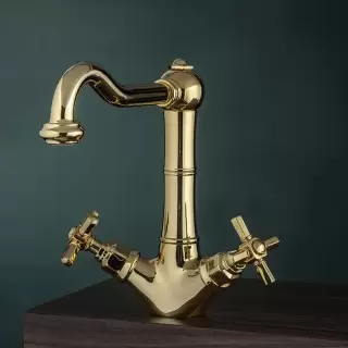 Gattoni TRD Смеситель для раковины, 1 отв., ручки Paris, цвет: золото 24К