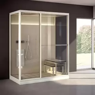 Effegibi Logica H Filo Сауна 214x250х217см, угловая DX, цвет: Soft Sand