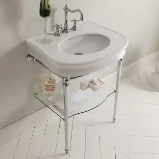 3SC Consollee Консоль Florian 90х54хh86см, с раковиной LA12, сифоном и стекл.полочкой, напольный, цвет: хром