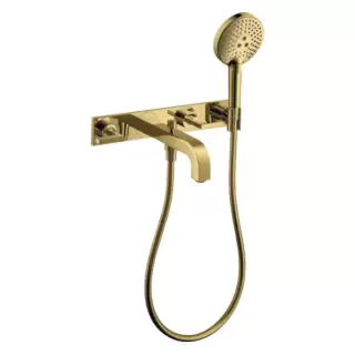 Axor Citterio Смеситель для ванны, встраиваемый, с ручным душем, ручка: рычаг, панель, цвет: полированное золото