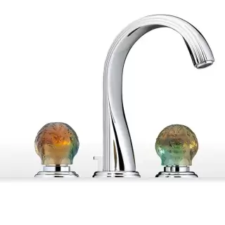 THG Flore Смеситель для раковины, 3 отв., цвет: хром/хрусталь