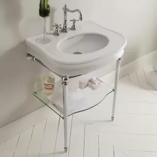 3SC Consolle Консоль Florian 70х52хh86см, с раковиной LA11, сифоном и стекл.полочкой, напольный, цвет: хром